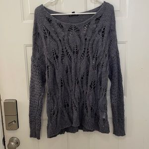 American Eagle Gray Open Knit Sweater XL